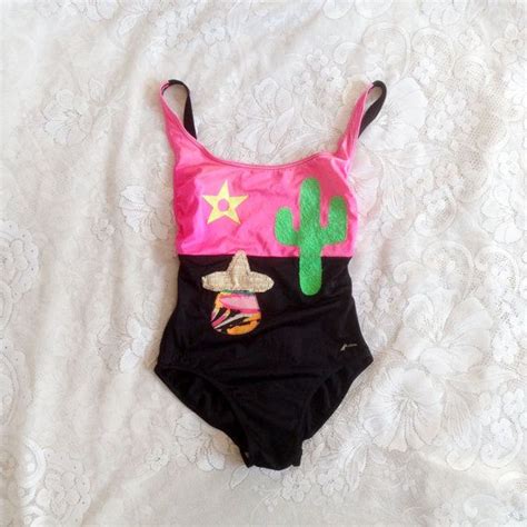 Neon Bathing Suit Mexican Themed Swimsuit One Piece Swimming Etsy