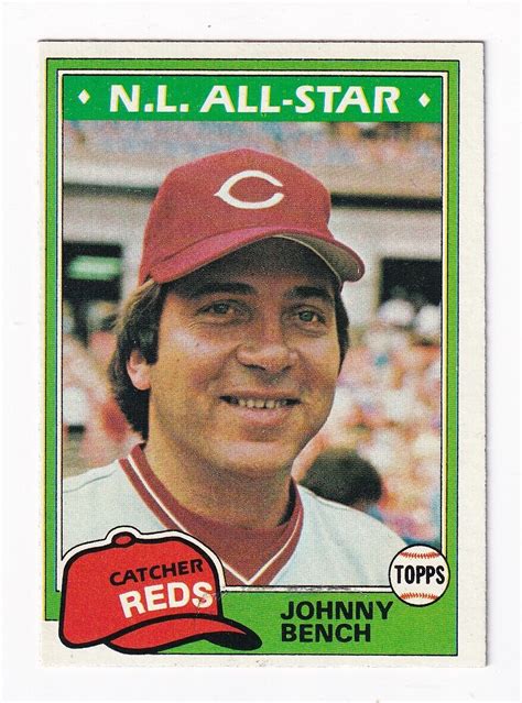 Johnny Bench 1981 Topps Ml Baseball Card 600 Reds C Ebay