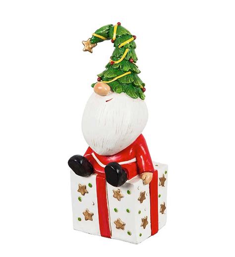 Garden Gnome With Christmas Tree Hat Statuary Wind And Weather