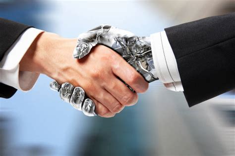 Robot Robotic Arm Handshake Human Hand Stock Photos Pictures And Royalty