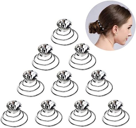 Solustre Spiral Hair Pins Swirl Hair Twists Coils Hair Clip Accessories With Crystal Diamond For