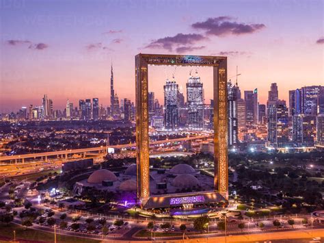 Aerial View Of Dubai Frame An Iconic Building In Dubai Downtown With