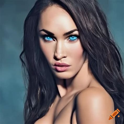 Portrait Of Megan Fox With Blue Eyes On Craiyon