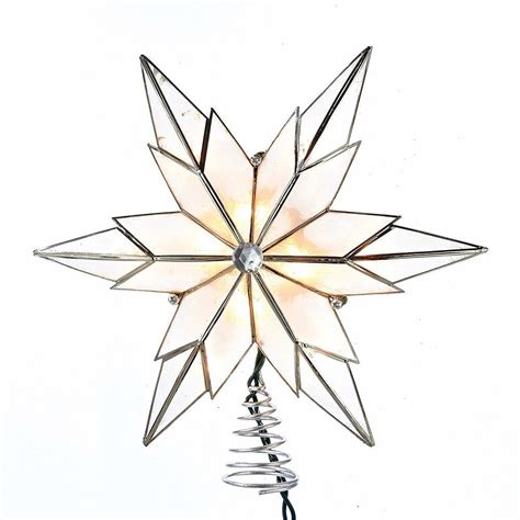 10 Light 6 Point Capiz Star Treetop With Gem Center Lighted Angel Tree