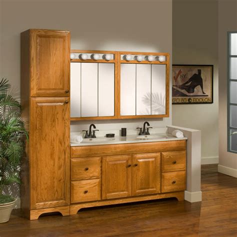 Medicine cabinet by kohler, bathroom medicine cabinet with mirror, verdera. Pace 36" Oak Lighted Tri-View Medicine Cabinet at Menards®