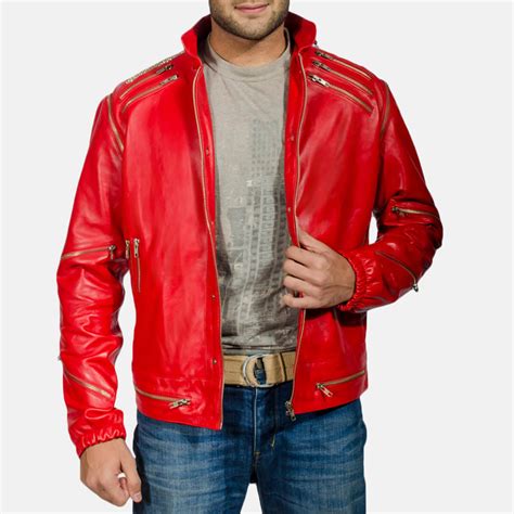 Mens Jagger Red Leather Jacket