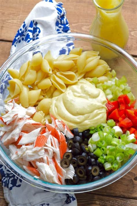 Imitation crab salad (krab) is actually made with surimi, a whitefish that is ground them binded with a starch to resemble a crab leg. Crab Pasta Salad - Wine & Glue