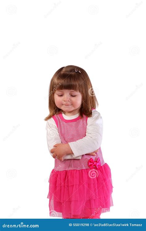 Cute Little Girl In A Pink Dress Stock Photo Image Of Hair Cheerful