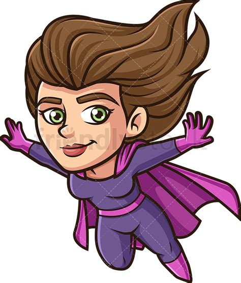 Female Superhero Flying Cartoon Clipart Vector Friendlystock
