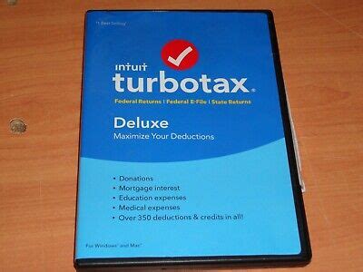 Turbotax Deluxe Plus State Cd Turbo Tax Cd Ebay
