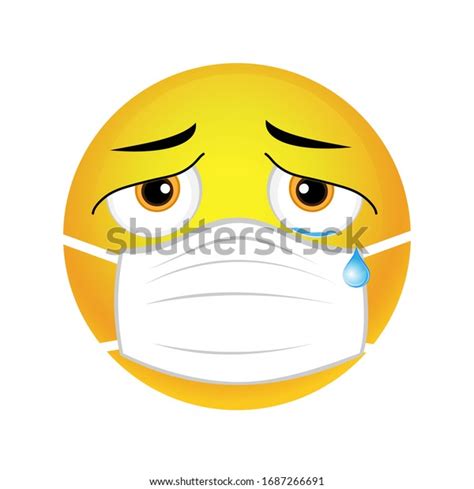 Sad Emoticon Medical Mask Over Mouth Stock Vector Royalty Free