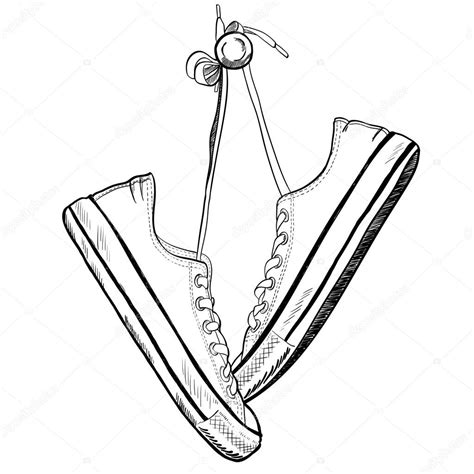 Sneakers hanging by laces png. Par de tênis no estilo de desenho — Vetor de Stock ...