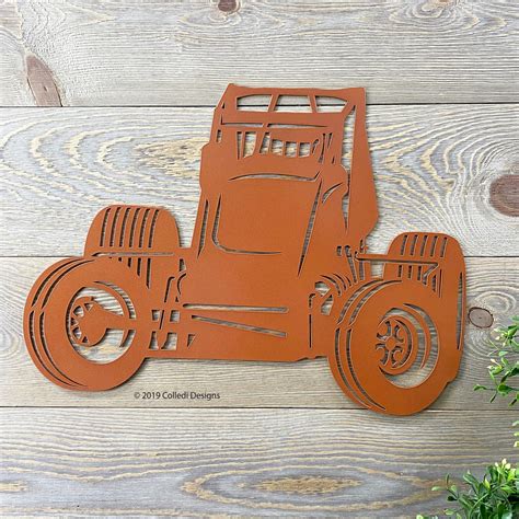 Sprint Car Metal Wall Art Race Car Metal Sign Wingless Etsy