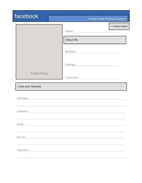 Free Printable Facebook Profile Worksheet
