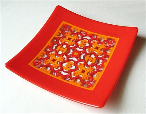 Fused Glass Pattern Bar Plate By Dale Keating Fused Glass Fused Glass Art Fused Glass Plates