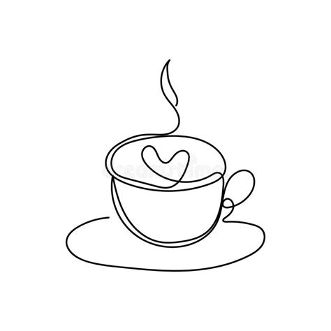 cup of coffee with heart simple one line art coffee continuous line design vector illustration