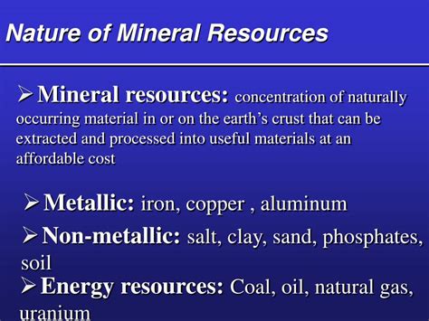 Ppt Geologic Resources Nonrenewable Mineral And Energy Resources