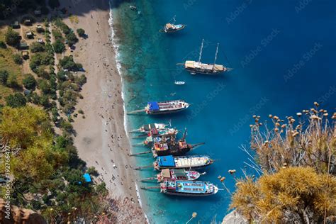 Kelebekler Vadisi Butterfly Valley In Oludeniz Fethiye Mugla Stock