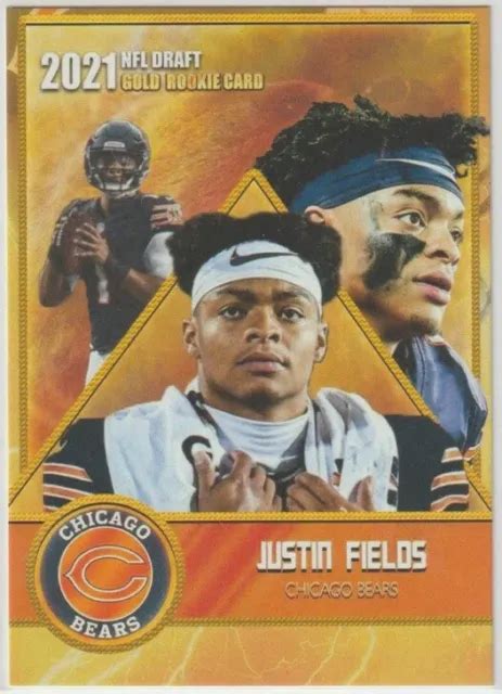 2021 Justin Fields Cb Nfl Draft Rc Rookie Gem Gold Limited Edition Card