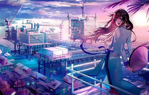 Wallpaper Girl The City Anime Art Images For Desktop Section арт