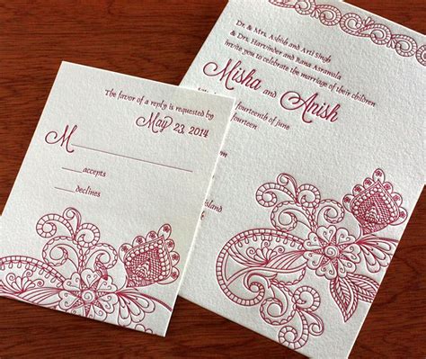 South indian weddings are a rich and colourful affair, with lots of gold jewellery, bright silk dresses and bright floral decoration. Misha indian wedding card - letterpress wedding invitation | Letterpress wedding invitations