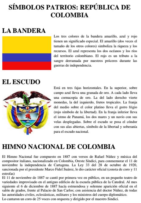 3° Historia Símbolos Patrios De Colombia