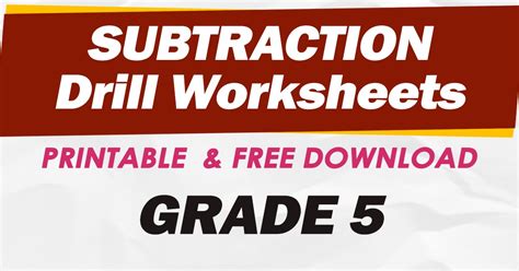 Subtraction Drills For Grade 5 Free Download Deped Click