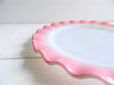 Vintage Hazel Atlas Pink Ripple Crinoline Dinner Plate By UpHome