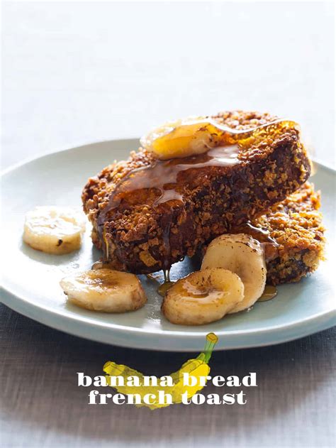 Banana Bread French Toast Breakfast Recipe Spoon Fork Bacon