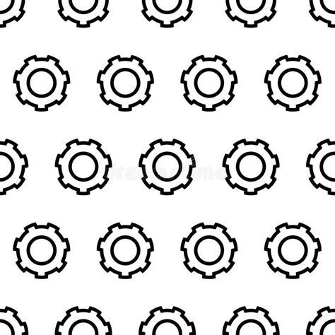 Vector Outline Gear Icon Seamless Pattern Initiator Cog Machine Gear