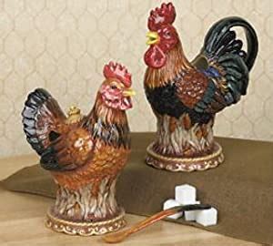 Jetec 2 pieces funny kitchen signs the dishes hanging wall art sign no bitchin in my kitchen rustic wooden wall signs decorative wood sign home kitchen decor, 10 x 5 inch. Amazon.com: ROOSTER chicken kitchen decor Creamer and ...