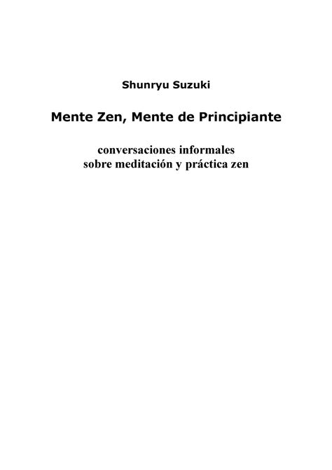 Mente Zen Mente De Principiante Shunryu Suzuki Mente Zen Mente De