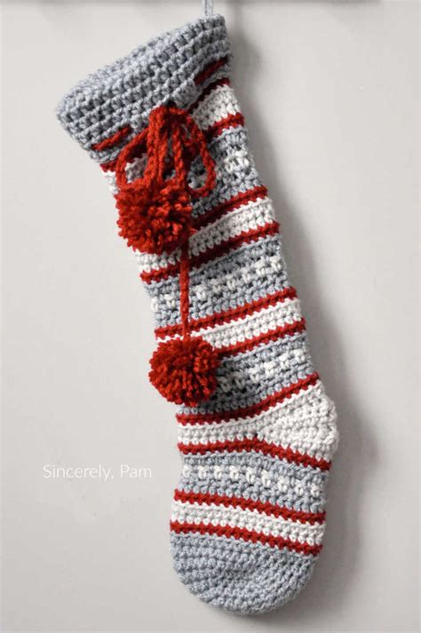 Crochet Christmas Stocking Pattern Round Up Sincerely Pam