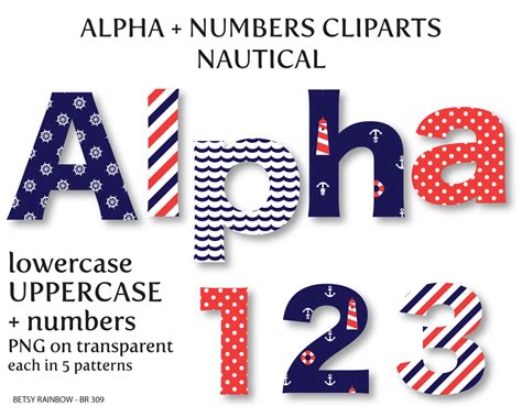 Nautical Alphabet Clip Art Digital Letters And Numbers