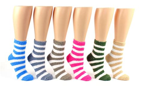 Wholesale Fuzzy Socks For Women Bulk Crew Length Striped Socks