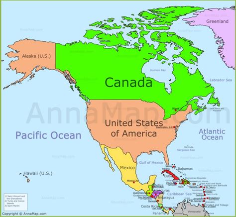 List of all countries in north america and capitals. North America Map | Political map of North America with ...