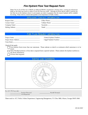 Fillable Online Fire Hydrant Flow Test Request Form Athens Clarke County Fax Email Print