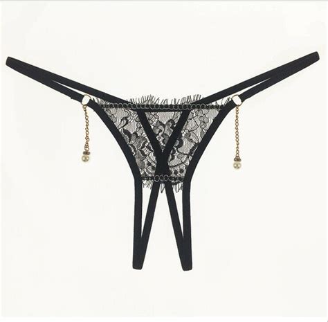 Sexy Thongs Panties Open Crotch G String Crotchless Underwear Pearl