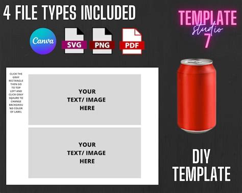 12oz Soda Can Label Template Soda Can Wrapper Template Etsy Canada