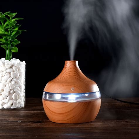 300ml Usb Electric Ultrasonic Aromatherapy Air Humidifier Wood Grain 7