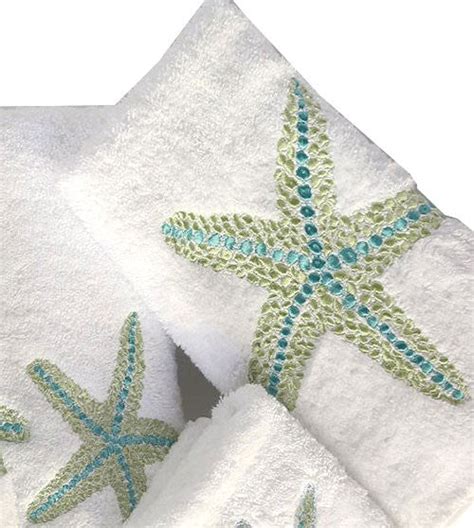 Sea Gem Starfish Embroidered Luxury Terry Towels Nautical Luxuries