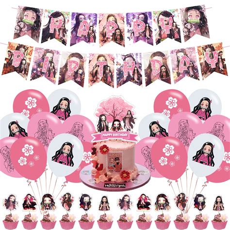 Nezuko Birthday Party Decorations Anime Theme Party Supplies With