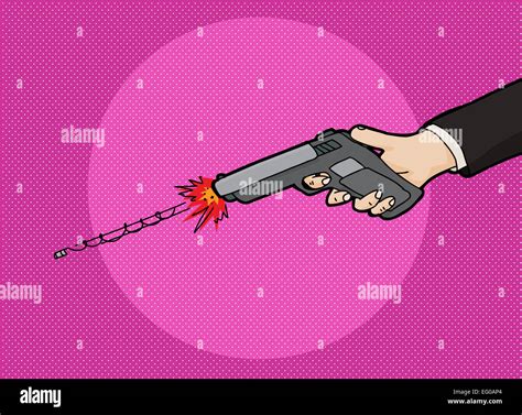 Firing A Pistol Cartoon With Fast Moving Bullet Stock Photo Alamy