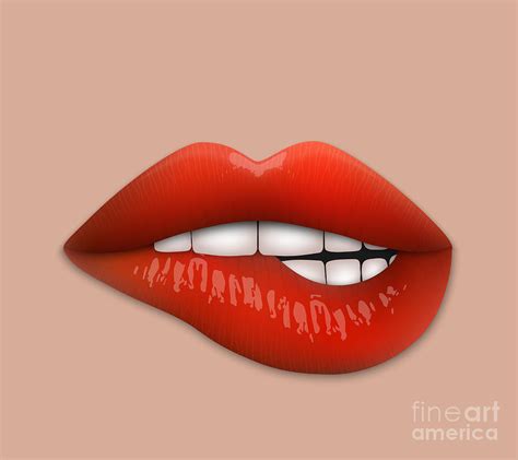Mouth Female Woman Girl Lips Lipstick Seductive Teeth Digital Art By