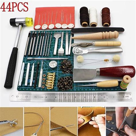 44pcs Leathercraft Tool Kit Leather Craft Tools Craft Kits Hand Sewing Stitching Leather Sewing