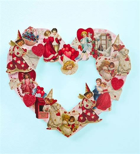 Handcrafted Vintage Heart Shaped Valentine Wreath Wreaths Vintage
