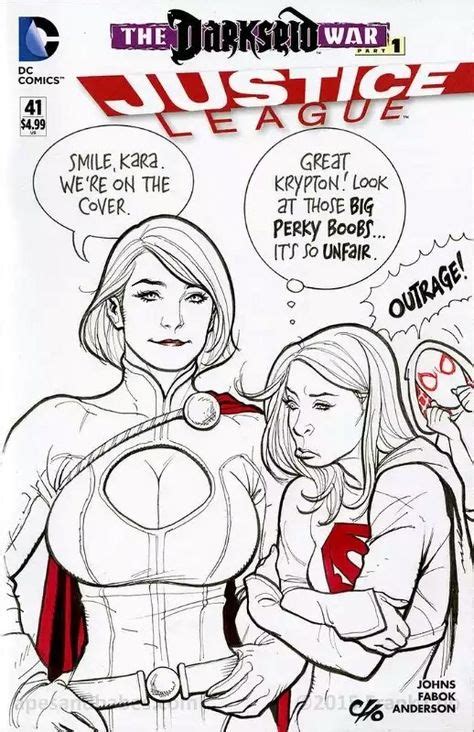 Power Girlsupergirl Outrage Sketch Cover By Frank Cho Comics Frank Cho Power Girl