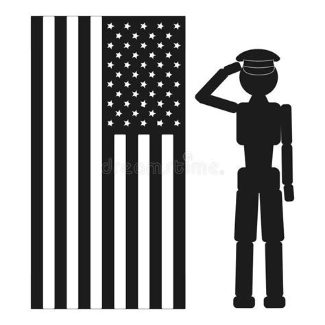 American Soldier Saluting Flag Stock Illustration Illustration Of