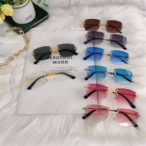hbk frameless trendy sunglasses 2023 luxury rectangle rimless sunglasses men women buy 2023