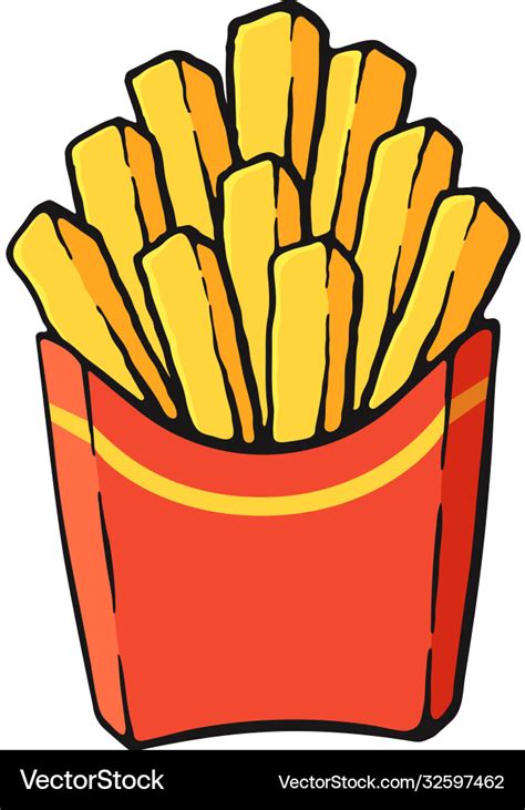 Cartoon French Fries In A Paper Red Pack Vector Image